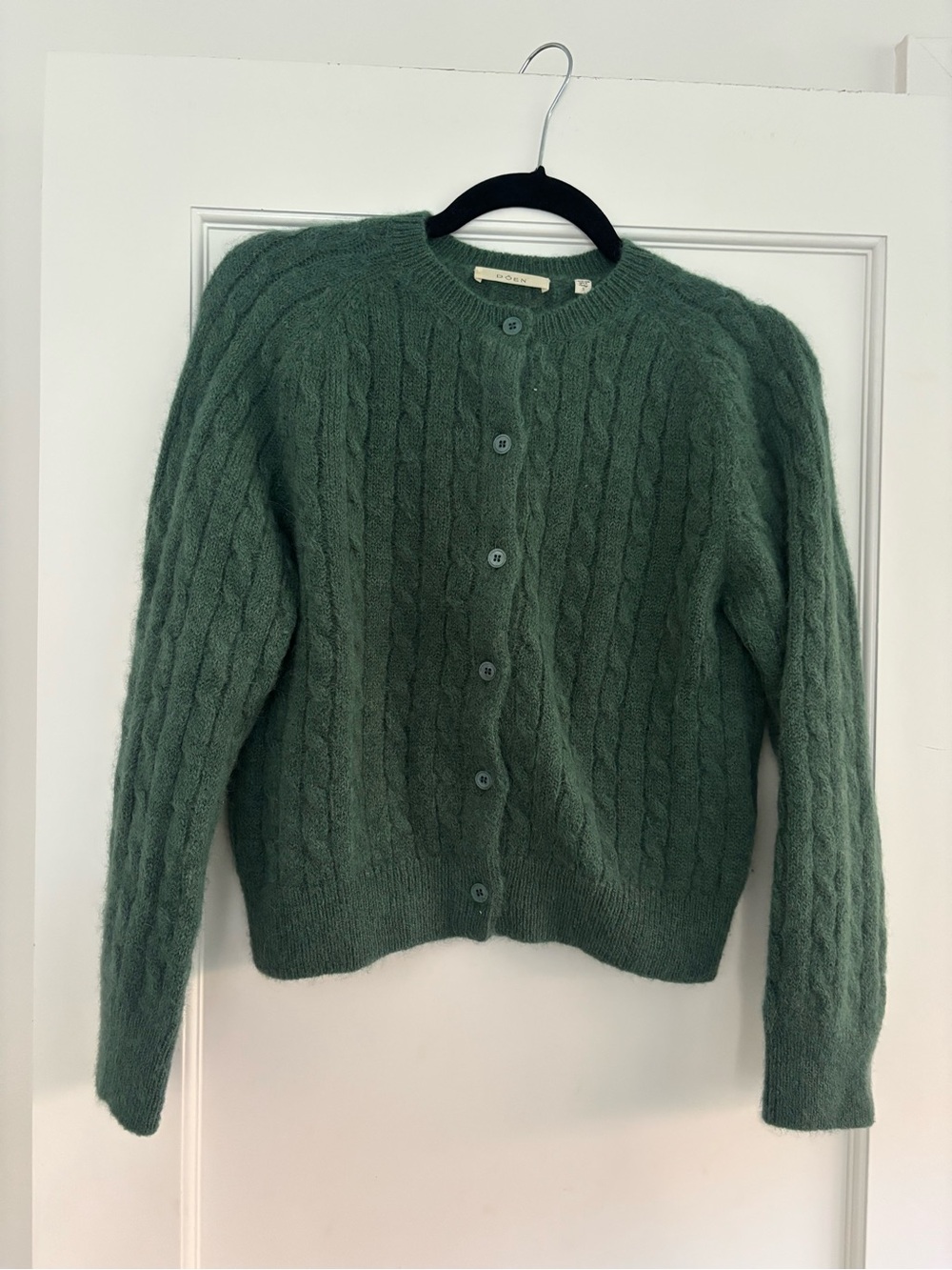 Doen Moss Green Cable Knit Button Cardigan